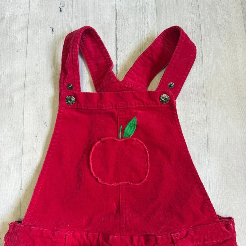 Gymboree Girls red Apple Corduroy‎ Skirtall dress jumper Teacher's Favorite 10